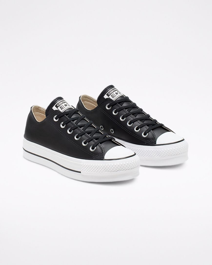 Women's Converse Chuck Taylor All Star Lift Leather Low Top Platform Shoes Black / White | AU E9351G